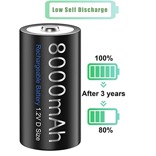 Palowextra Premium Rechargeable D Battery, 6 Pack High Capacity 8000Mah 1.2V Nimh D Size Batteries #TOP2