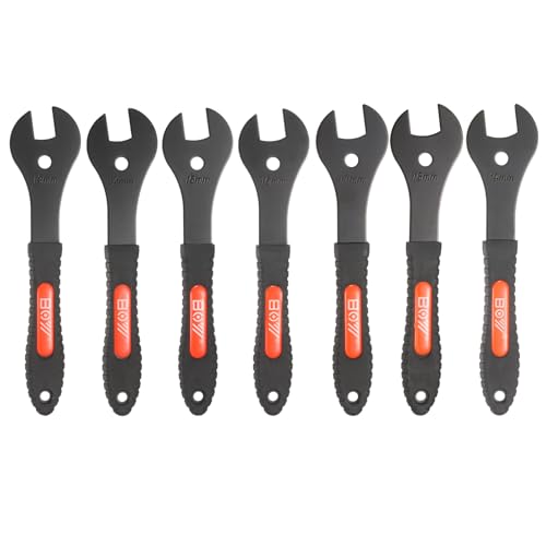 HARFINGTON 7pcs Bicycle Cone Wrench Set Tool 13/14/15/16/17/18/19mm Bike Pedal Cone Cycling Spanner Wheel Hub Axle Nut Install Remover Wrenches Repair Tool for Mountain Road Bike, Orange Gray