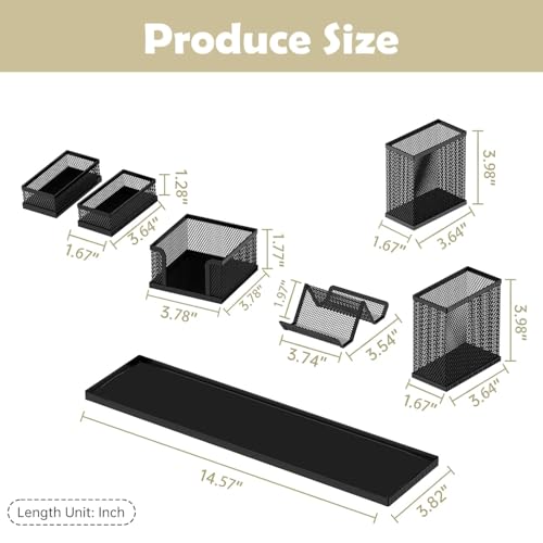 SUPEASY Desk Organizers and Accessories for Office Supplies Organization with 6 Compartments, Desk Organizer with Phone Holder, Pen Holder, Sticky Note Tray, Black image 8
