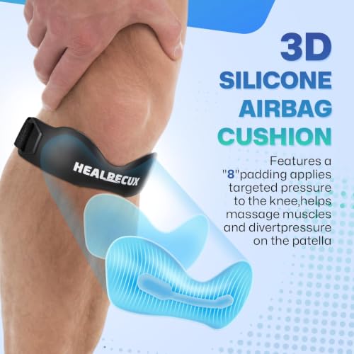 Image of Healrecux Patella Band, Knee Strap Patella Tendon Support for Knee Pain & Tendonitis, Patella Stabilizer Knee Brace for Running, Basketball, Jumpers Knee, Tennis, Volleyball & Squats - Inky 1 Pack