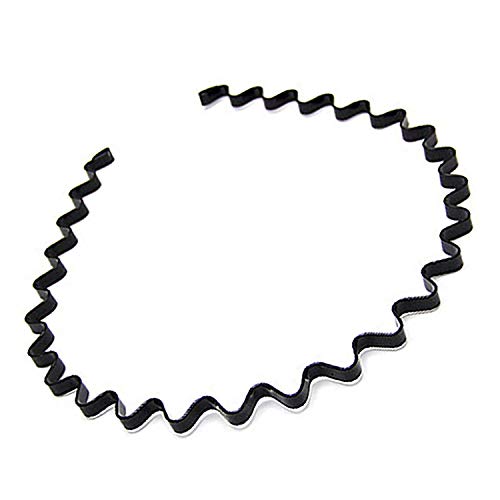 Young & Forever Unisex Black Headband Spring Wave Non Slip Sports Hairband Hair Accessories for Women Men