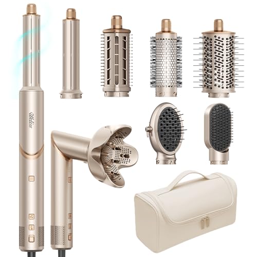 UKLISS Airstyler Hair Styler- Kit professionnel 8 en 1 - Sèche-cheveux ionique haute vitesse - Avec enroulement automatique, fer à boucler, brosse volume et...