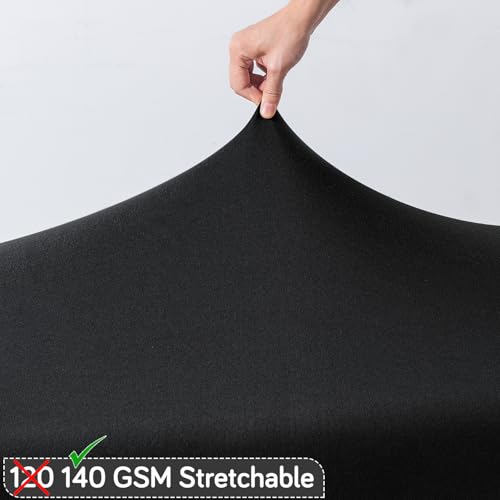 Image of HOKIPO 'SereneSolids' 140 GSM Polyester Blend Stretchable Dining Bench Slipcover, Black (AR-6245-BLK)
