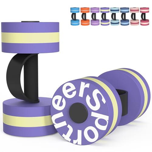 Water Weights Aquatic Exercise Equipment: Sportneer Lightweight Aqua Dumbbell 1 Pair EVA Foam Pool Weights for Water Fitness Equipment With Easy Handle Strip for Water Aerobics Weight Loss