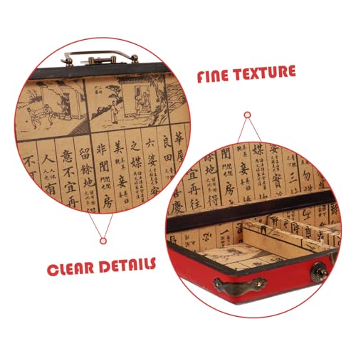 Caja de mahjong portátil de madera rectangular y espaciosa para fichas 5
