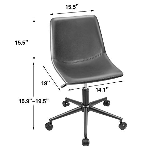 Furmax Mid Back Task Chair Pu Leather Adjustable Swivel Office Chair Bucket Seat Armless Computer Chair Modern Low Back Desk Conference Chair (Gray) #TOP6