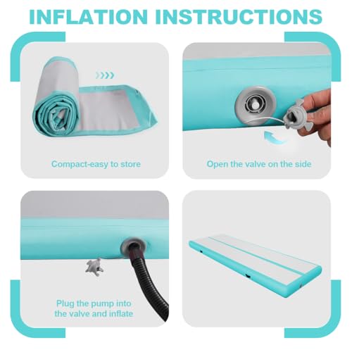 colchoneta gimnasia artistica matte gimnasia 10cm Altura 3M tumbling gimnasia colchoneta Inflable Tumbling Mat Estera de Yoga Taekwondo con Bomba eléctrica, Verde