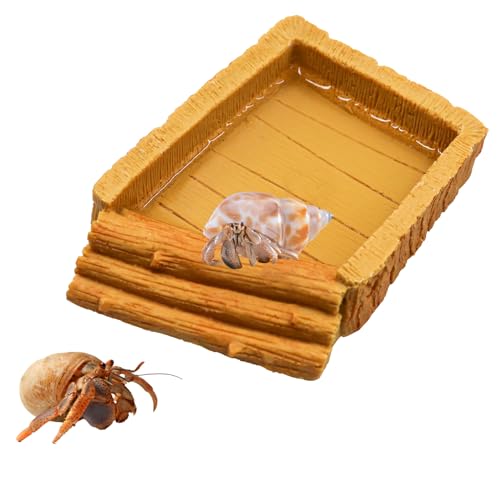 Hermit Crab Pool Resin Reptile Water Bowl & Bathing Dish Aquarium Tank Cage Habitat Accessories for Small to Medium Hermit Crab Turtles Lizard Frog Gecko Bearded Dragon