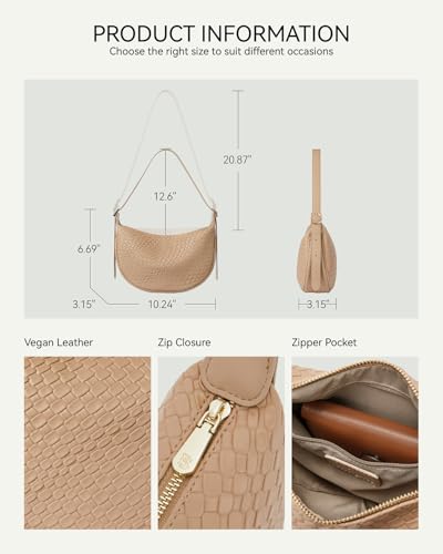 Image of BOSTANTEN Purses for Women Crescent Crossbody Bag Vegan Leather Shoulder Hobo Handbag Adjustable Strap