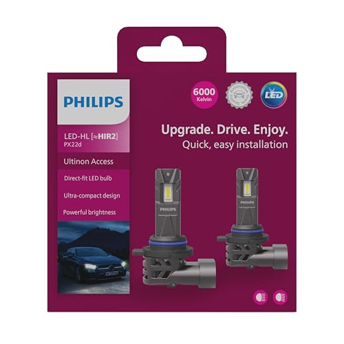 Image of Philips Ultinon Access LED car headlight bulb (HIR2), ultra-compact direct-fit, 80%, 6000K, set of 2