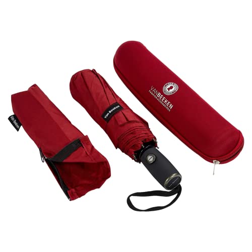 VAN BEEKEN - Taschenschirm - sturmfester & winddichter Automatik-Regenschirm - Rot Cover