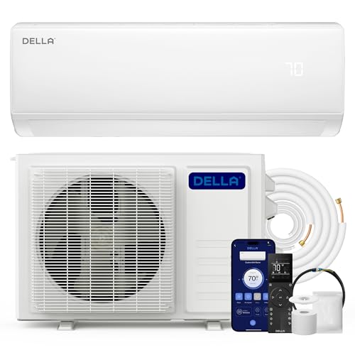 DELLA Econo Series 23000 BTU Mini Split Air Conditioner 17 SEER2, 230V Cools up to 1500 Sq. Ft, Works with Alexa and Wifi, Heater Ductless Inverter System with Heat Pump,16.4ft Installation Kit