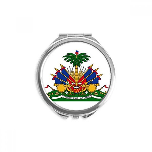 Espejo redondo portátil con emblema nacional de Haití, mini espejo de bolsillo para retoques