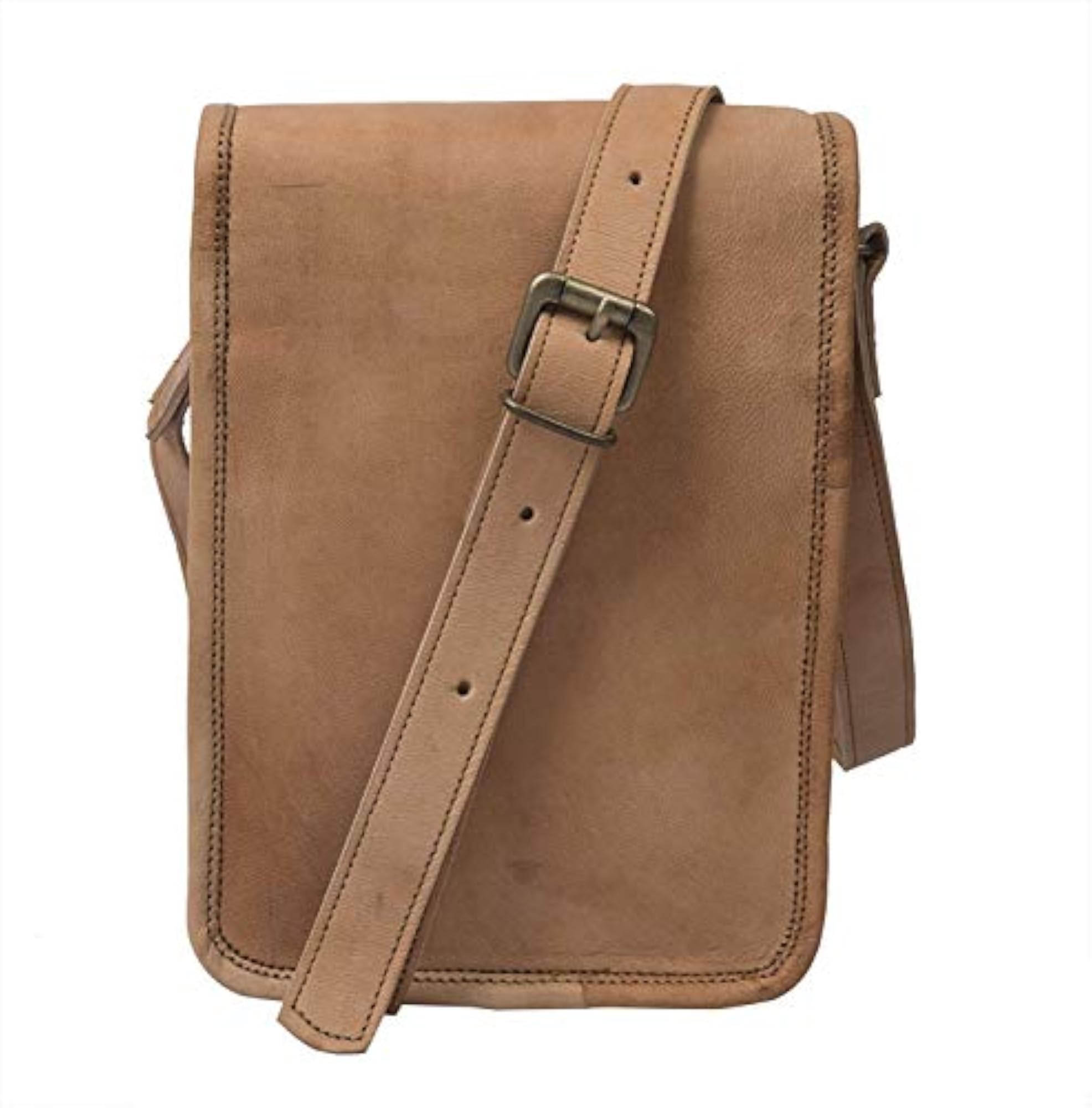 Brown Genuine Leather Vertical Sling Bag