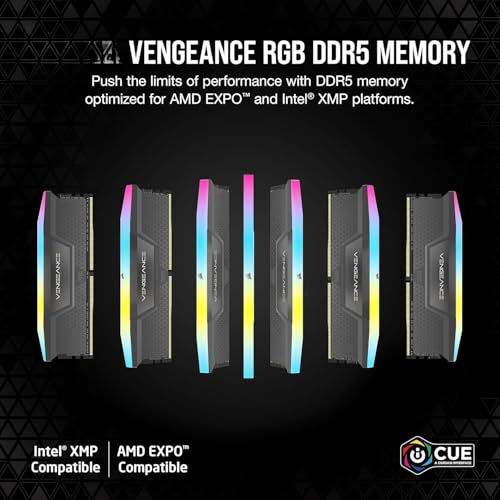 Image of C0RSAIR Vengeance RGB DDR5 16GB (1x16GB) 5200MHz CL40 Desktop RAM, Intel XMP 3.0 & AMD EXPO Compatible, Dynamic RGB Lighting, 1.25V UDIMM Gaming Memory - Gray (CMH16GX5M1B5200Z40)