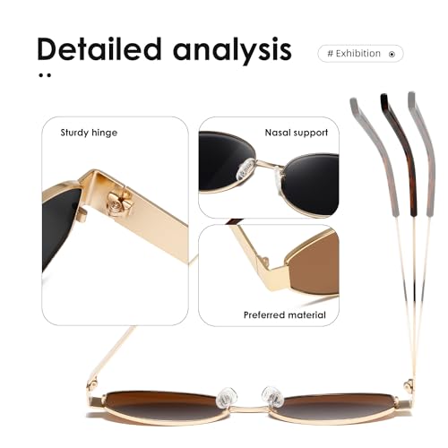 (2 PACK) Retro Oval Sunglasses for Women Trendy Classic Shades UV400 Protection4