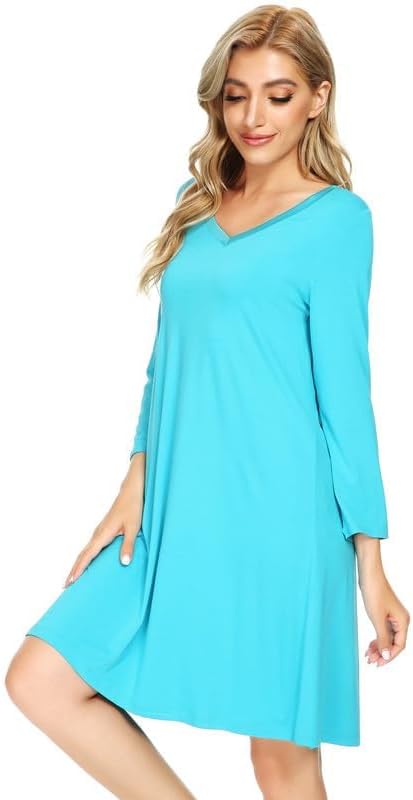 Comfy Nightgowns for Women Soft Long Sleeve Nightgown Stretchy Nightshirts Sleep Dress S-XXL - Image 4