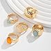 ONBRIG Chunky Gold Rings for Women Adjustable Statement Rings for Women Thick Stackable Ring Trendy Chunky Gold Jewelry Fashion (B : 5PCS - G)