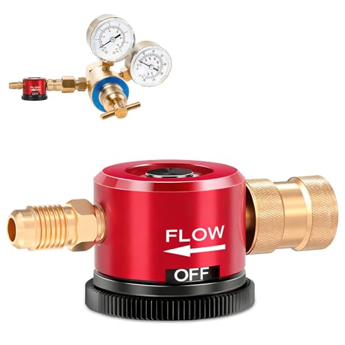 Nitrogen Purge Tool, HVAC Nitrogen Regulator, Adjustable Nitrogen Flow Regulator HVAC, 1/4" Flare Fitting, 50-200 PSI, Durable Brass, Tool with OFF & PURGE & BRAZE Modes