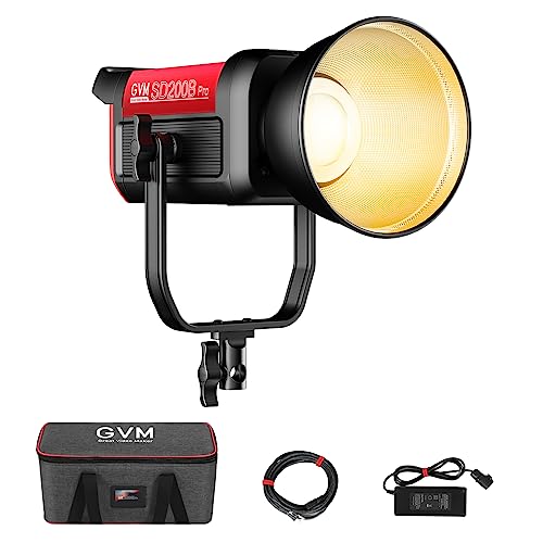 Image of GVM 200W LED Video Light, 2700K-6800K Continuous Output Lighting LED COB Light with DMX /Bluetooth App Control, YouTube Studio Light for Film Recording Photography, CRI 97+