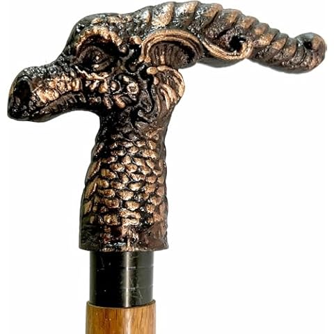 Antique Brass Walking Stick with Dragon Handle Cover