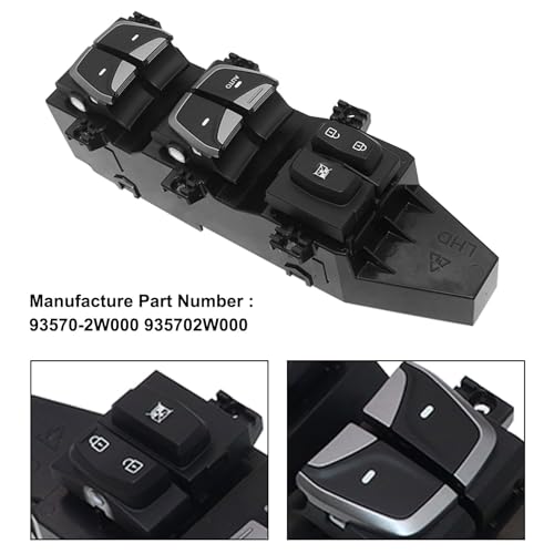 Image of SecosAutoparts Front Door Power Window Switch Compatible with Hyundai Santa Fe Santa Fe Sport 2012 2013 2014 2015 2016 2017 2018# 93570-2W000 935702W000