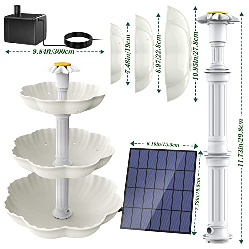 Aisitin Solar Bird Bath Fountain With 3 Tiered Bird Bath, Detachable 3.5W Decorative Fountain, Diy Water Features And Suitable For Bird Bath, Garden Decoration, Outdoor Bird Feeder #TOP3