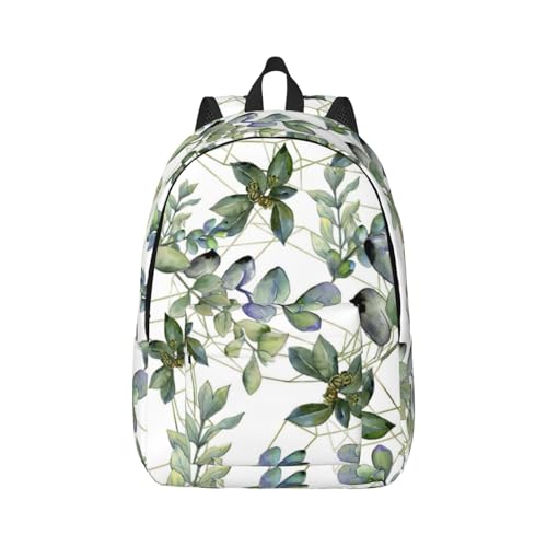 Sac à dos en toile motif feuilles d'eucalyptus OdDdot avec grand compartiment 15"
