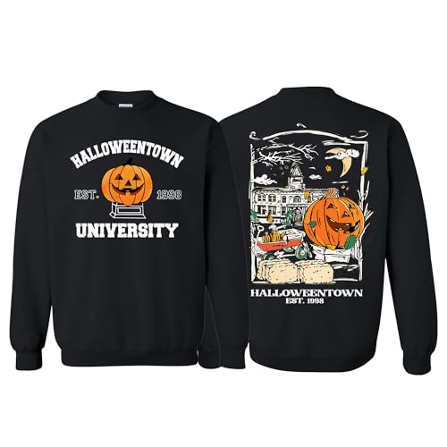 Halloweentown University Sweatshirt – Double-Sided Halloween Pullover with Pumpkin & Campus Art – Unisex