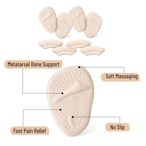 Image of Dr. JK- Metatarsal Pads Women, 8pcs, Beige, Heel Pads for Shoes Women, Ball of Foot Cushions (Pack of 3)