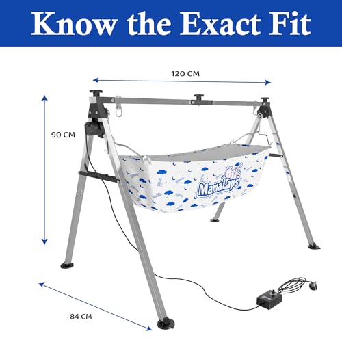 Image of MamaLaps Premium Automatic Baby Cradle | Heavy Duty Auto Swing Cradle for Newborn to 2 Years | Stainless Steel Palna Zula with Crib & Cot Function | 9 Kg Strong Frame | Baby Boy & Girl Cradle Bed