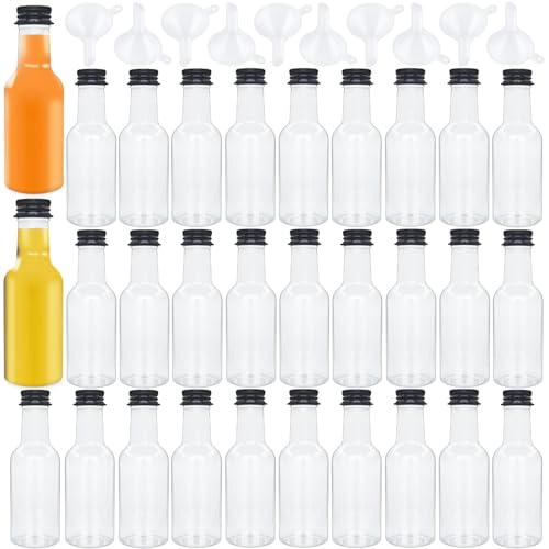 30 Pack 1.7oz Mini Liquor Bottles with Black Cap,Plastic Alcohol ...