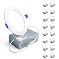 Ensenior 16 Pack 4 Inch LED Recessed Ceiling Light, Dimmable, 4000K Cool White, 750LM 9W 120V, High Brightness Canless Wafer Downlight - ETL&FCC&IC