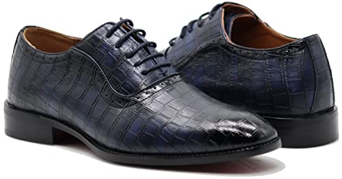 Image of Gator3N Men's Alligator Crocodile Print Oxfords Fashion Lace Up Dress Shoes