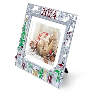 LARAINE Picture Photo Frame 5x7 Metal 2024 Christmas High Definition Glass Display Pictures for Tabletop Home Decorative Holiday Gift (Silver (2024)) LARAINE Picture Photo Frame 5×7 Metal 2024 Christmas High Definition Glass Display Pictures for Tabletop Home Decorative Holiday Gift Silver 2024