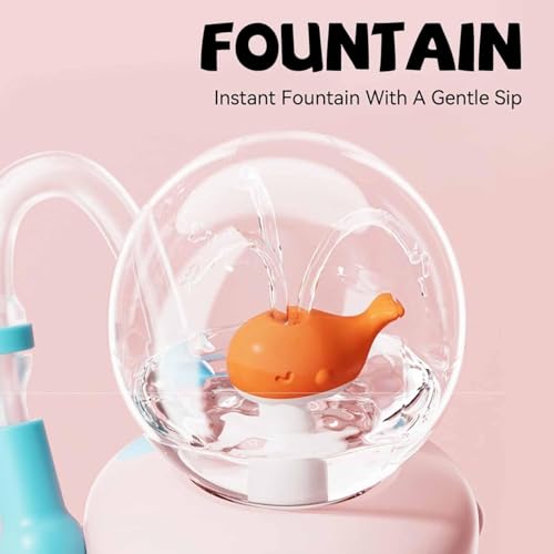Image of Stainless Steel Whale Fountain Tumbler with Handle, Drinking Cup with Whale Squirt, 24oz Whale Water Bottle Two Silicone Soft Tip, Leak-Proof Whale Fountain Tumbler for Kids Teens Adults (A-Pink)