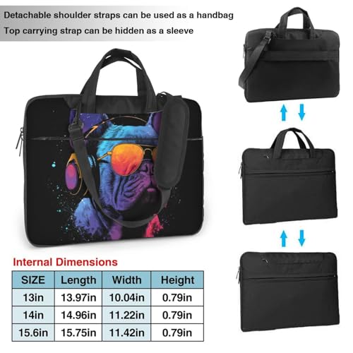 Maletín para portátil impermeable de 14 pulgadas con diseño French Bulldog Neon miniatura 4