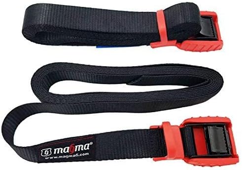 MAGMA 2 Cambuckle Straps | Load Strap Bike, Rack, Surf Board, Moto, Car, Kayak and Carriers | Adjustable and Heavy-Duty Belt Cords Strapping Tools Cargo Automotive | Fastening Tie Buckles | Red 3m