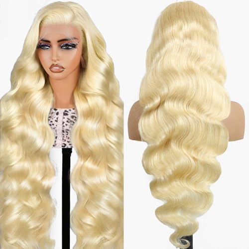 raztcrb 613 Lace Front Wig Human Hair 13x6 Blonde Wig Human Hair 613 Body Wave HD Lace Frontal Wigs Human Hair Pre Plucked Blonde Lace Front Wigs for Women (34 inch)