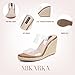 mikarka Slip On Wedge Sandals for Women Open Toe Espadrilles Platform Slides Dressy High Heel Beach Summer Sandal Comfortable Wedges Shoe Mules Clear US Size 8