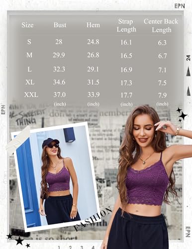 Image of Avidlove Lace Bralette for Women Spaghetti Strap Tank Top V Neck Slim Basic Camisoles