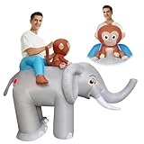 Awaqi Inflatable Costume Adult Blow Up Cosplay Outfit for Christmas/Halloween/Birthday/Carnival (Monkey Riding Elephant)