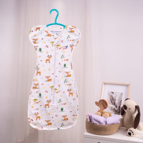 Image of haus & kinder 100% Cotton Snug Swaddle for Newborn Baby | Adjustable Arms Up Sleeping Sack, Wearable Sleep Sack & Baby Blanket | Breathable Sleepwear for 0-3 Months - Woodland Animal