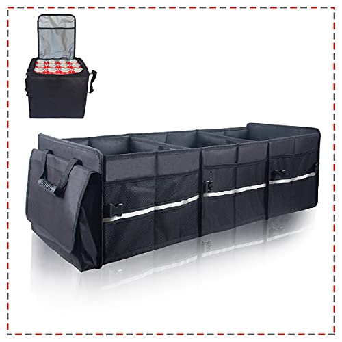 Isfc Car Trunk Organizer With Cooler - Individual Waterproof Insulated Cooler Bag, Collapsible Multi-Compartments Adjustable Securing Straps Trunk Organizer (4-In-1 W/Cooler, Black) #TOP14
