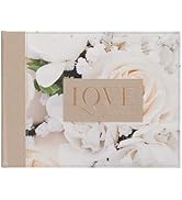Christian Art Gifts Wedding Guest Book - Love, 1 Cor. 13:4 - Two-Tone Ivory Floral/Taupe Faux Lea...