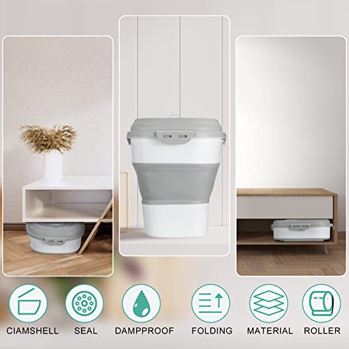 Umigy 2 Pack Grain Rice Food Storage Containers Large Plastic Containers On Wheels With Airtight Lids Collapsible 20 To 50 Lbs Serving Buckets Pet Dog Cat Food Storage Containers For Home Kitchen #TOP4