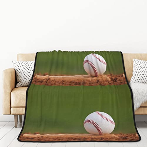 ELBULL Manta de franela de béisbol, impresión de doble cara, más suave, cálida y elegante, de piel sintética, 60 x 80 pulgadas