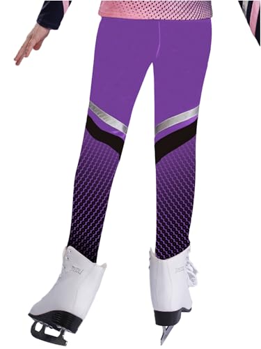 Jugaoge Kids Girls Gradient Dots Printed Skating Pants High Waist Fleece Practice Skating Leggings Tights2