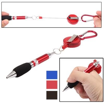 Office & School Supplies Funny Aluminum Shell Ball-Point Pen Ball-Pen with Retractable String & Clip (Random Color Delivery)