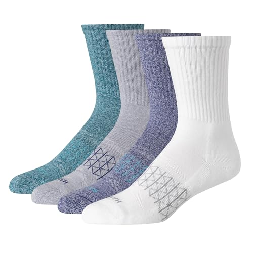 Image of Hanes Men's Socks, Absolute Comfort Cushioned Moisture-wicking Seamless Toe, 4 Pack, Ankle, Crew and Heel Shield Socks